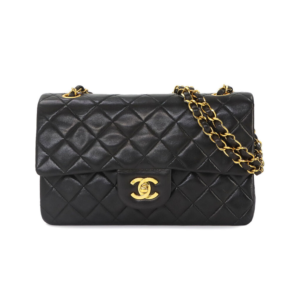 Chanel Matelasse 23 Chain Shoulder Handbag, Lambskin, Black, A01113, Gold Har...
